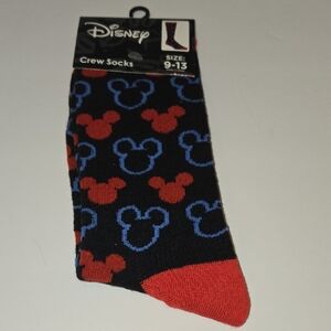 Disney Black Socks with Red and Blue Mickey Patterns
